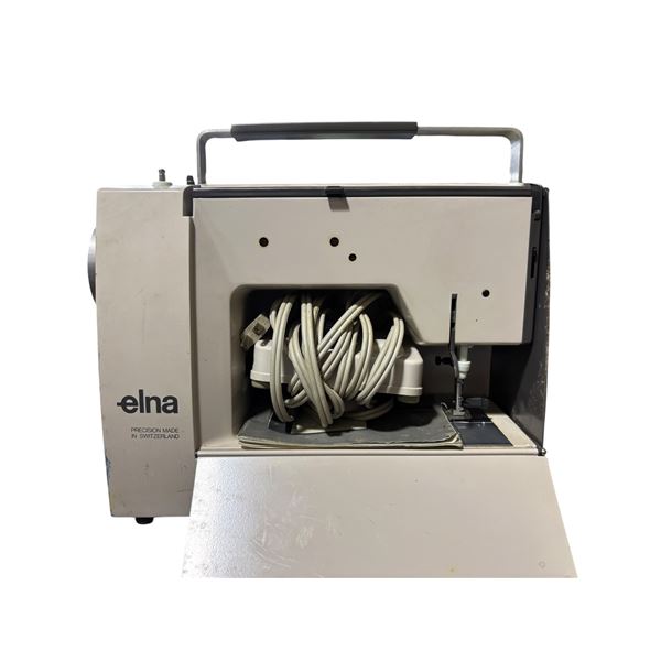 Vintage Swiss-Made Elna Portable Sewing Machine in Carrying Case