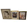 Image 1 : Assorted Framed Art Print Lot: Stylized Woman with Hat, Interior Cafe Scene Print, and Forstmann Adv