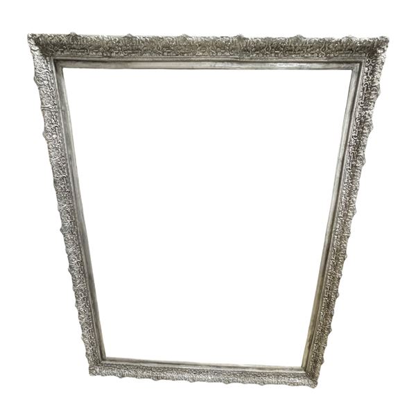 Large Ornate Silver-Tone Decorative Wall Mirror / Picture Frame (52x64)