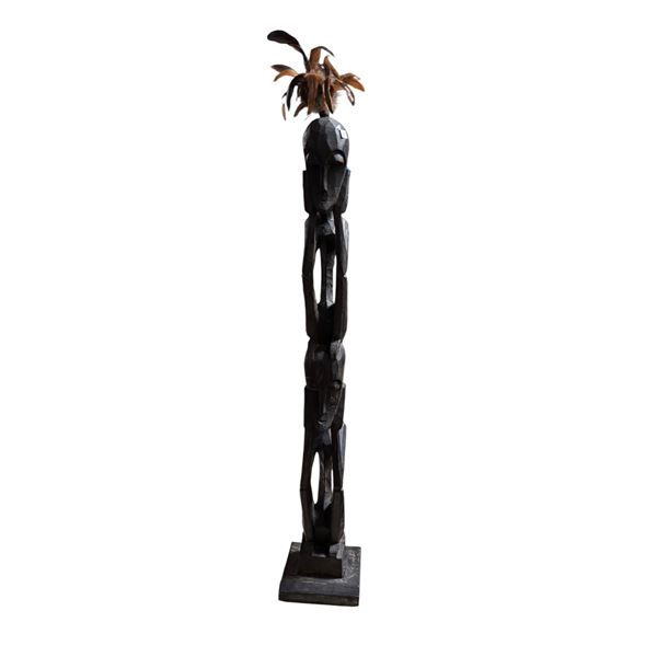 Wooden Totem Pole Style Statue, H43"