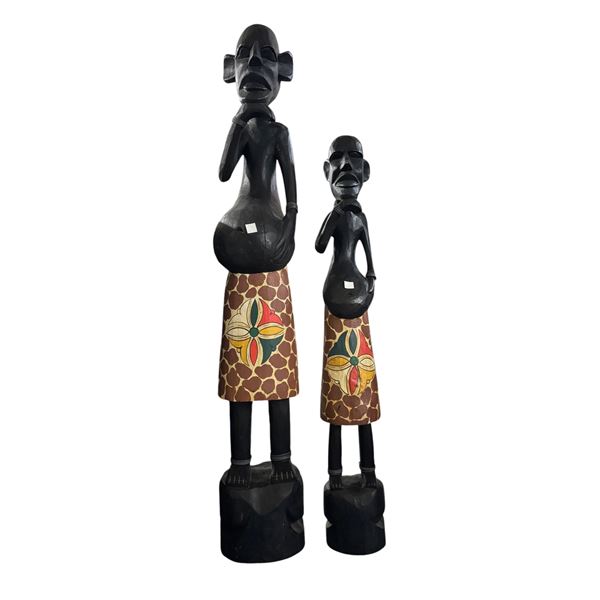 Set of 2 African Tribal Style Statues, H31" & 39"