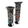 Image 1 : Set of 2 Metal Candle Holders with Frogs Decor, H15" & 18.5"