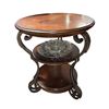 Image 1 : Round Wooden Side Table with Scrolled Base and Casters (22x26)