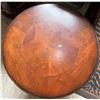 Image 2 : Round Wooden Side Table with Scrolled Base and Casters (22x26)