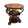 Image 1 : Round Wooden Side Table with Scrolled Base and Casters (22x26)