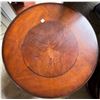 Image 2 : Round Wooden Side Table with Scrolled Base and Casters (22x26)