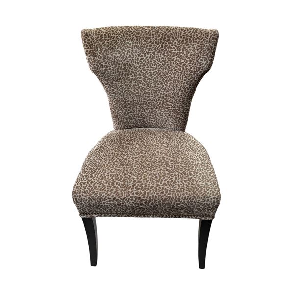 Set of 4 - Animal Print Fabric Slipper Chair with Dark Tapered Legs