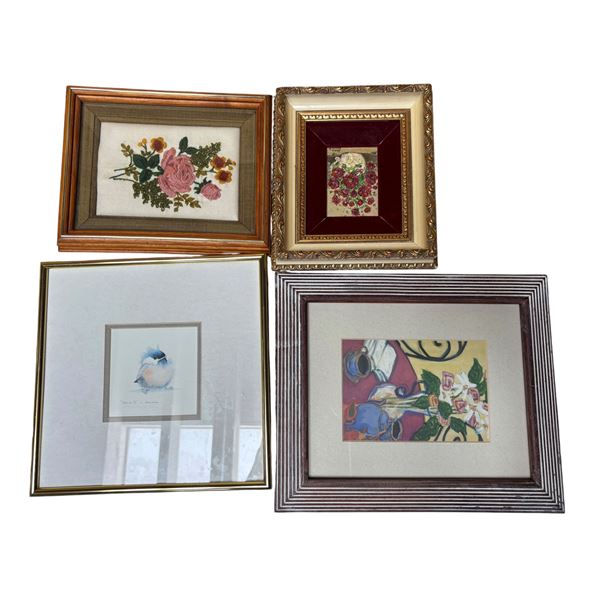 Group of Paintings/Pictures -  Flowers on the table with a teapot, Chickadee III Val Pfeiffer 6x6, I