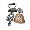 Image 1 : Cast Iron Sad Iron and Iron Trivets (Set of 4)