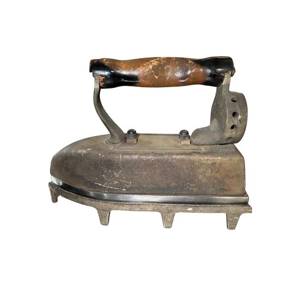 Antique Cast Iron Sad Iron with Wood Handle