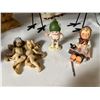 Image 3 : Group of Porcelain and Glass Figurines: Victorian Lady, Hummel-Style Girl, Cherub Angels & Baby