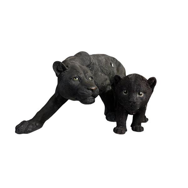 Pair of Black Panther Cub Figurines