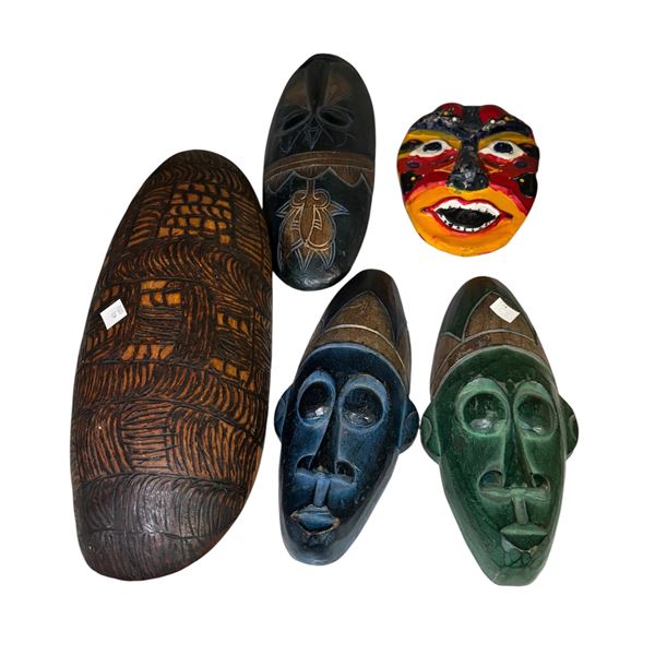 Carved Tribal Masks (Set of 5)