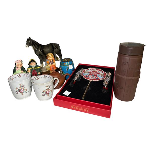 Porcelain Figurines, Teapot, Cloisonné Jar & Palace Museum Jewelry Set