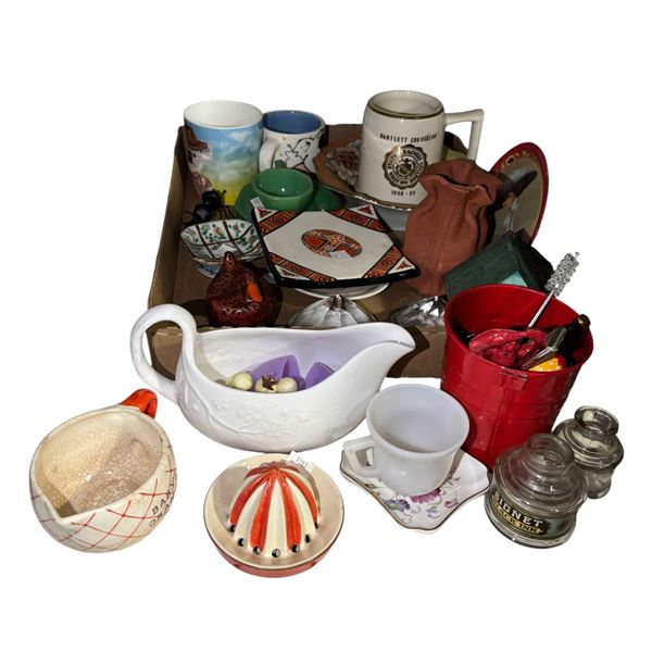 Mixed Lot of Vintage Smalls: China, Glassware & Kitchen Collectibles