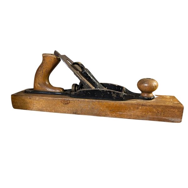 Vintage Wooden Jack Plane w/ Cast Iron Cap