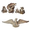 Image 1 : 5 Gold-tone Wall Decor - Eagle Plaque, Cherub & Wall Brackets