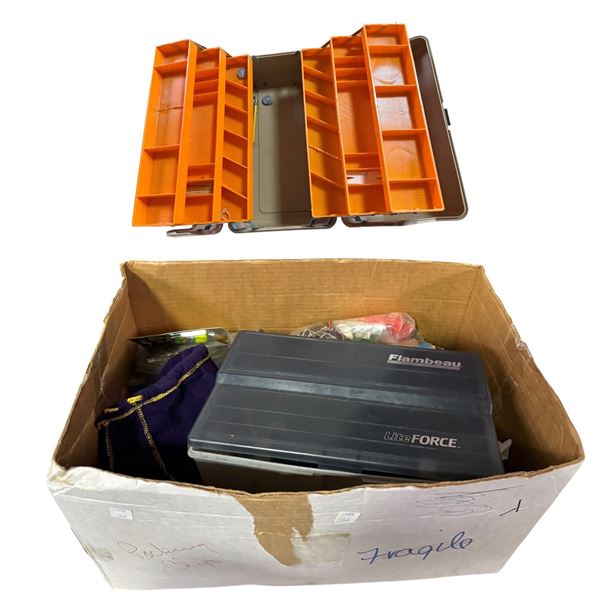 Group of Misc - Fenwick, Flambeau Tackle Boxes with Assorted Fishing Gear, Etc.