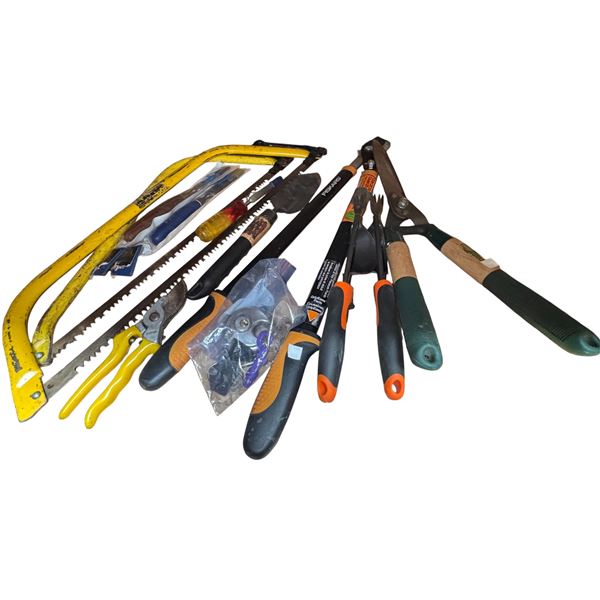 Group of Various Tools - Pruning Saws, Loppers & Fiskars Weeders