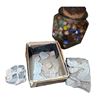 Image 2 : Glass Jar with Vintage Marbles and Assorted Mineral Rock Collection