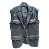 Image 1 : Vintage Men's Black Leather Vest Jacket (Size 48)