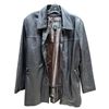 Image 1 : Black Leather Button-Front Mid-Length Coat Jacket (Size M)
