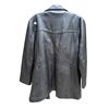 Image 2 : Black Leather Button-Front Mid-Length Coat Jacket (Size M)