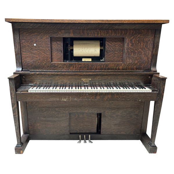 Antique Hamilton Manualo Upright Player Piano with Pianomation