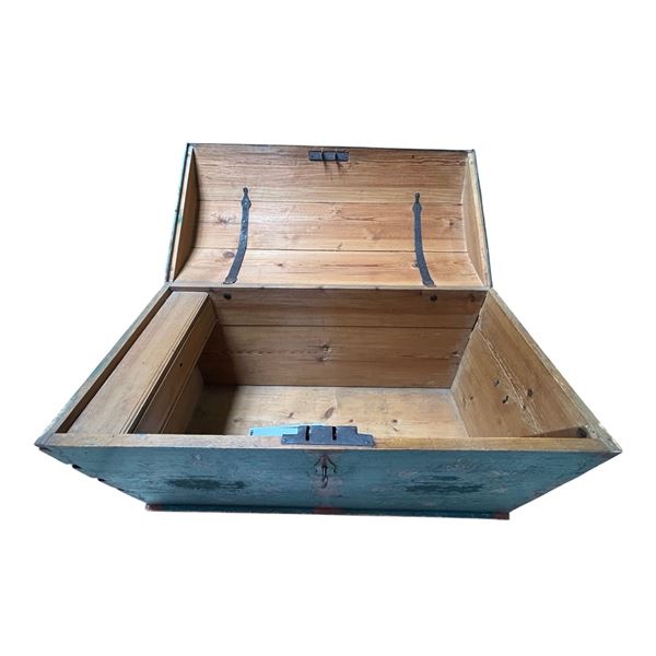 Wooden Trunk Brown and Green, H25" x W47" x D24"