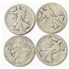 Image 1 : 4 US 1918 Walking Liberty Half Dollar Coins - 90% Silver - Circulated (San Francisco & Denver Mint)