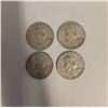 Image 1 : 4 US 1949 Franklin Silver Half Dollar Coins - 90% Silver - Circulated