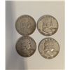 Image 2 : 4 US 1950 Franklin Silver Half Dollar Coins - 90% Silver - Circulated