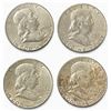 Image 1 : 4 US 1963 Franklin Silver Half Dollar Coins - 90% Silver - Circulated