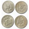 Image 2 : 4 US 1963 Franklin Silver Half Dollar Coins - 90% Silver - Circulated