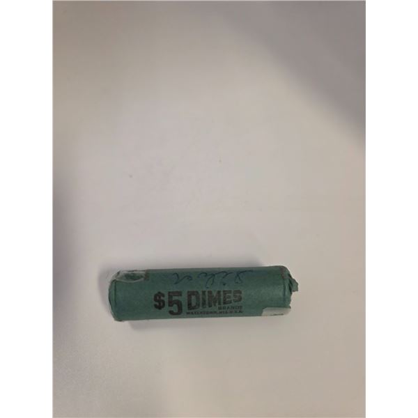 Vintage Sealed $5 Roll of US Roosevelt Silver Dimes (50 dimes per roll)
