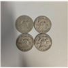 Image 2 : 4 US 1951 Franklin Silver Half Dollar Coins - 90% Silver - Circulated