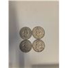 Image 1 : 4 US 1952 Franklin Silver Half Dollar Coins - 90% Silver - Circulated
