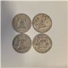 Image 2 : 4 US 1952 Franklin Silver Half Dollar Coins - 90% Silver - Circulated