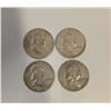 Image 2 : 4 US 1954 Franklin Silver Half Dollar Coins - 90% Silver - Circulated