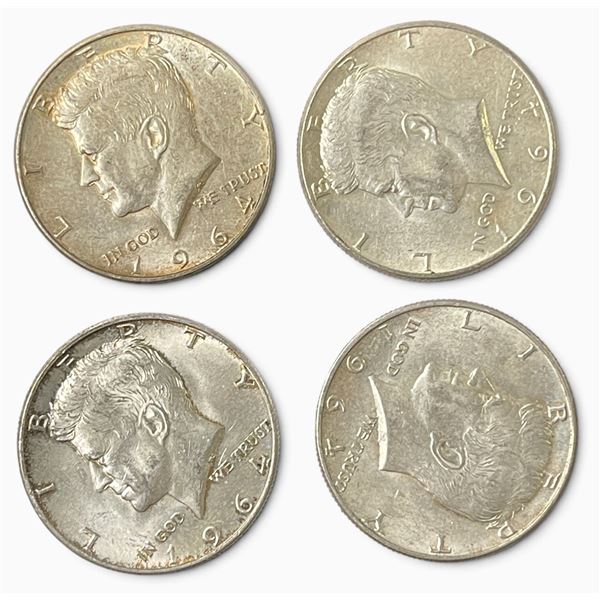 4 US 1964 Kennedy Silver Half Dollar Coins - 90% Silver - Circulated