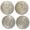 Image 2 : 4 US 1964 Kennedy Silver Half Dollar Coins - 90% Silver - Circulated