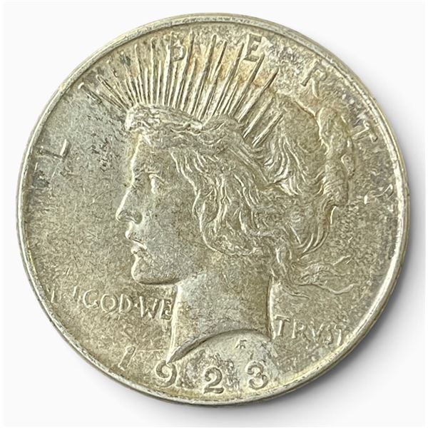 1923 US Peace Silver Dollar Coin - 90% Silver - Denver Mint - Circulated