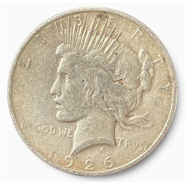 1926 US Peace Silver Dollar Coin - 90% Silver - San Francisco Mint - Circulated