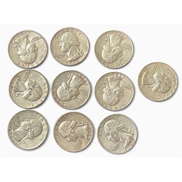 10 US 1960s Silver Quarters - 90% Silver - 1964 and Earlier * Circulated