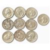 Image 1 : 10 US Silver Quarters from the 1950s & 1960s - 90% Silver - Circulated