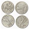 Image 1 : 4 US 1940s Walking Liberty Half Dollar Coins - 90% Silver - (1942, 43, & 2 x 1945) - Circulated (San