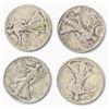 Image 2 : 4 US Walking Liberty Half Dollar Coins - 90% Silver - (1928, 29, 35, & 39) - Circulated (San Francis