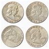 Image 1 : 4 US Franklin Silver Half Dollar Coins - 90% Silver - Circulated  (2 x 1949, 1 x 1949 & 1 x 1956)