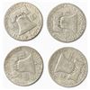 Image 2 : 4 US Franklin Silver Half Dollar Coins - 90% Silver - Circulated  (2 x 1949, 1 x 1949 & 1 x 1956)