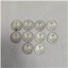 Image 2 : 10 US 1940s Silver Quarters - 90% Silver - Circulated